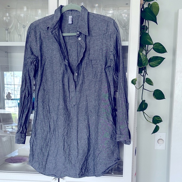 American Apparel Gray Long Sleeve Tunic Shirt size M - Picture 1 of 5